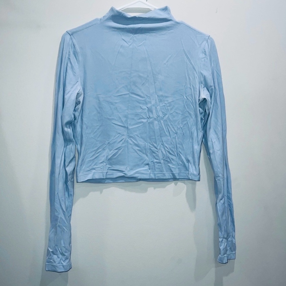 lululemon athletica Pale Blue Long Sleeve Mock Neck Crop Top